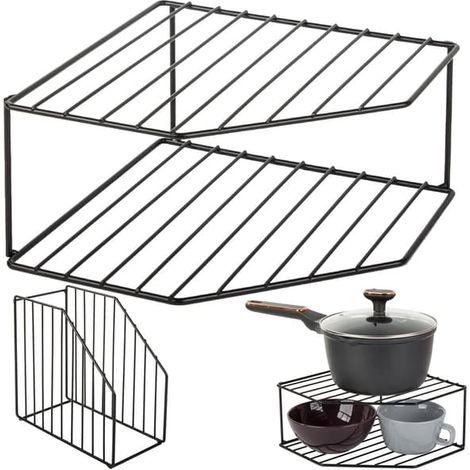 étagère d'angle de cuisine sur pied en métal, étagère de salle de bain à deux niveaux (1/5)