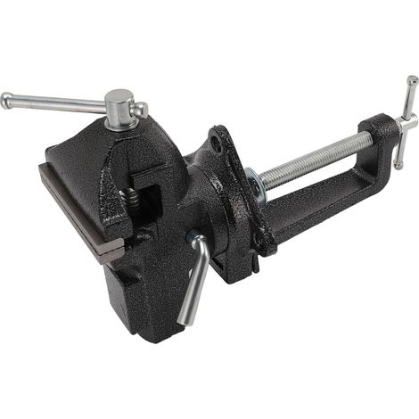 Étau d'établi robuste de 85 mm (3,35 po) avec base rotative à 360°, mâchoires de 62 mm (2,44 po) et verrouillage pour bord de bureau. (1/5)