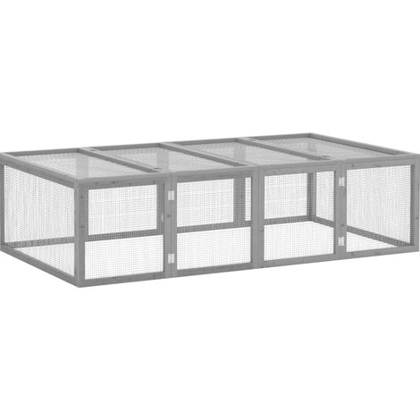 Recinto in legno di abete grigio per piccoli animali con porta 181 x 100 x 48 cm (1/5)