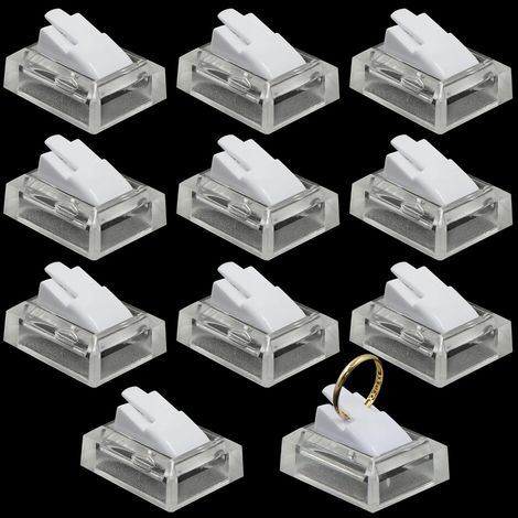 CCYKXA Ring Holder Jewelry Display Cabinet - Plastic for Showcase, Organizer, Jewelry Display, for Commercial Showcase, Bedrooms, Shops, White, 3.7 x 3 x 2.3 cm, 10 Pieces