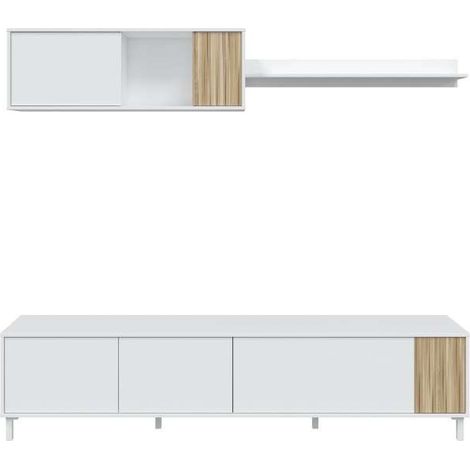 Mueble TV modelo Tempo en natur/blanco. 200 cm (Ancho) x 47 cm (Alto) x 40 cm (Fondo) (1/5)
