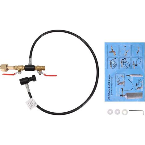 Ortviai Station de remplissage CO2 pour bouteilles SodaStream – Adaptateur avec raccord G5/8 et tuyau de 91 cm en acier inoxydable (1/4)