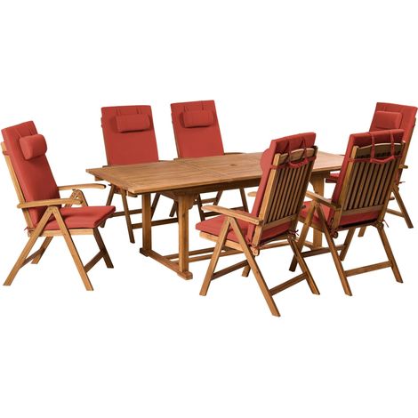 Garden Dining Set 6 Seater JAVA PREMIUM Acacia Wood Red