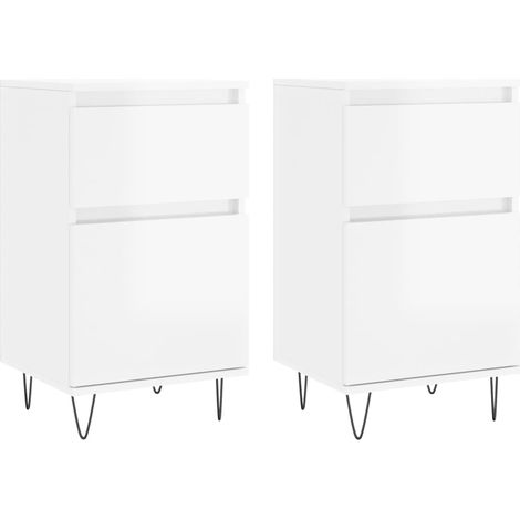Aparador buffet cómoda armario mueble organizador cocina salón salón juego de 2 brillante 40 x 35 x 70 cm blanco madera contrachapada 020036706