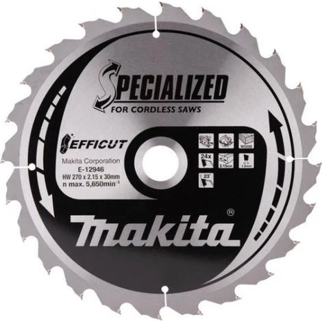 Makita E-12946 Lama Sega Circolare Efficut T.C.T 270 x 30 mm 24T Legno (1/2)