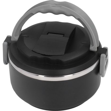 Boîtes bento de style japonais, boîte à lunch en acier inoxydable, boîte à lunch thermique portable pour l'école et le bureau, à une seule couche, noire [201 doublures] (1/5)