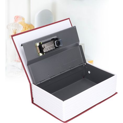 Coffre-fort métallique Secret Book - Coffre-fort livre à code avec serrure à combinaison pour sécuriser bijoux, argent, documents - Boîte de stockage décorative rouge (18x12x5.5cm) (1/5)