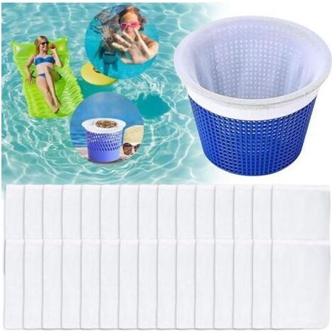 30 Pièces Chaussettes Skimmer Reutilisable Filtres en Tissu de Nylon Élastique pour Peuvent Emprisonner Pollen Feuilles Cheveux