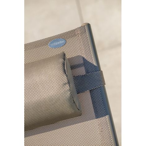 Dcb Garden – Lot de 2 bains de soleil empilables en aluminium – Dossier réglable 5 positions – Toile plastifiée résistante – Confortable têtière