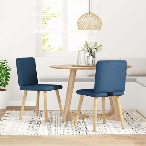 Maison Exclusive - Esszimmerstühle 2 Stk. Blau Stoff (1/5)