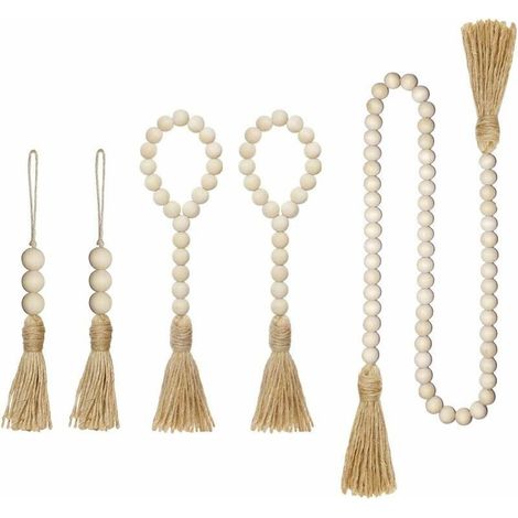 5 Paquets Guirlandes Perles Bois - 18 mm Diamètre 22 mm - Décoration Murale Rustique - 128 cm Longueur (1/5)