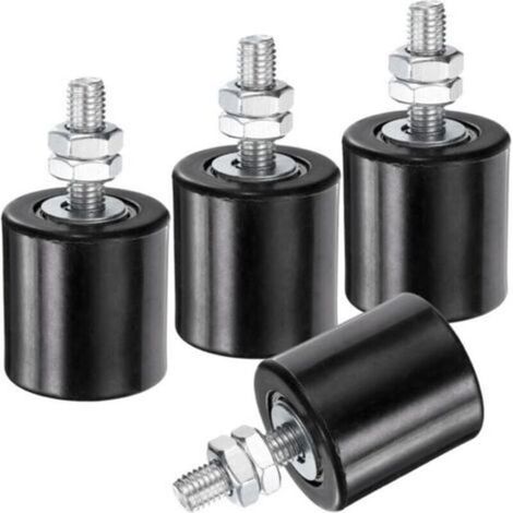 noir, Lot de 4 rouleaux de guidage pour portail coulissant, 4,3 cm en nylon, support de portail, guide universel à roulement à bil