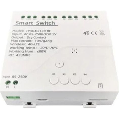 Interrupteur intelligent Tuya 4G LTE, relais avec application GSM 433 MHz, contrôle sans fil, 4 canaux, contrôleur amovible, AC 85-250 V