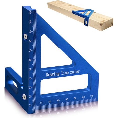 3D Equerre de menuiserie, règle triangulaire, règle à onglets en aluminium pour le travail du bois, outil de mesure multifonctionnel de haute précision pour l'ingénieur menuisier (1/5)