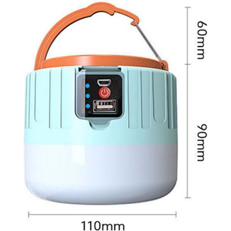 Lampe de tente solaire, large zone d'éclairage, trois niveaux de puissance, entrée/sortie USB, ampoule de secours extérieure. (1/5)