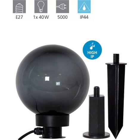 Luce Con Picchetto Esterno Monterollo Smoke Policarbonato Nero E Trasp E27 D20Cm (1/5)