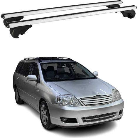 OMAC Aluminium Dachträger Querträger für Toyota Corolla mk9 Kombi 2002-2007 – TÜV / DIN 75302:2019 – Abschließbar – Max. 75 kg – 2 Stangen Silber (1/5)
