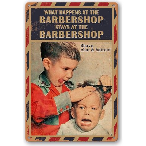 Plaque de Barbier, Affiche Murale de Barbierie, Plaques de Fer Métallique de Barbierie Vintagée, Décoration Murale de Barbierie, La Plaque de la Barbierie 30x20 Cm (1/5)