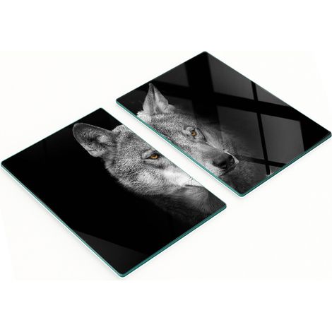 Juego de tablas de cocina de vidrio templado con estampado de lobo, 2 x 40 x 52 cm. (1/5)