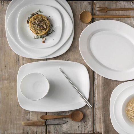 Plat De Service - Verre Opale Trempé - 33x24 cm - Pour Plats Principaux - 1 Pièce (1/3)