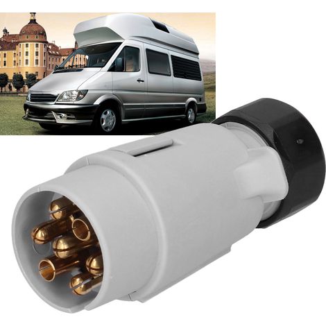 Adaptateur de Prise 7 Broches Européen Étanche pour Remorque, Camping-Car et Véhicule Commercial
