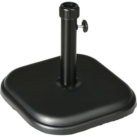 Socle de parasol en béton, 11 kg, carré, pour parasols à tube de 32 à 38 mm de diamètre, noir (1/5)