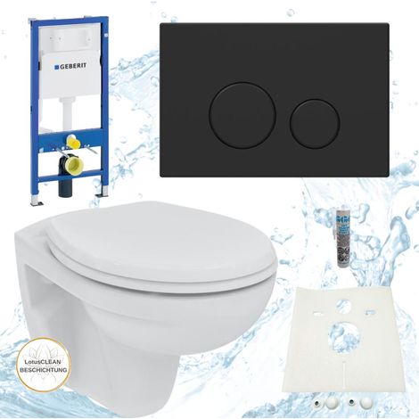 Geberit Vorwandelement Ideal Standard WC spülrandlos Drückerplatte schwarz matt Komplettset (1/4)