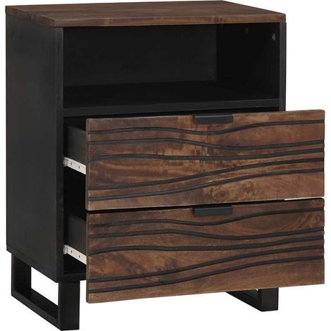 Cabinet de chevet,Table de chevet,Table de nuit Noyer 50 x 33 x 60 cm bois de manguier massif CFW827578 (1/5)