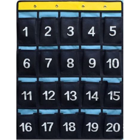 Nummerierter Organizer für das Klassenzimmer, Taschentafel für Handys, Taschenrechner, blau (36 Taschen)