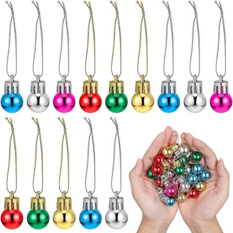 24 boules miniatures de 2 cm à suspendre pour décorer le sapin de Noël, accessoires décoratifs pour la maison et les magasins (couleurs assorties) (1/5)