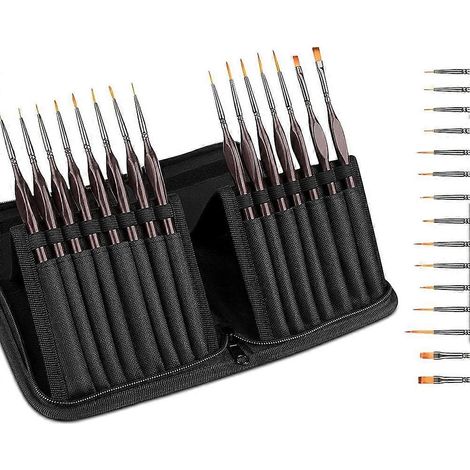 Ensemble de 15 pinceaux de précision, petits pinceaux miniatures professionnels, pinceaux d'artiste pour les détails. (1/5)