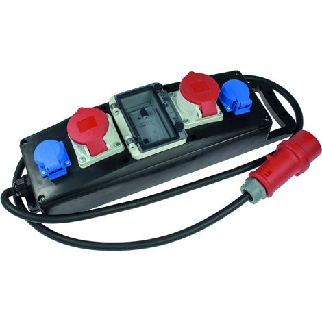 AS – Schwabe gomma piena Barra di distribuzione dell' energia S5 +, 400 V/16 A, IP44, per cantiere, 1 pezzi, nero, 60804 (1/3)