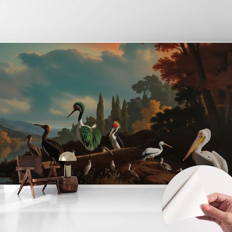 Tapete Selbstklebend - Fototapete mit Motiv - Wandtapete modern - Wanddeko Malerische Vögel 416x254 cm (1/5)