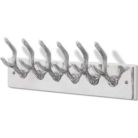 vidaXL Colgador de aluminio con ganchos para ropa, abrigos (Plateado) (1/5)
