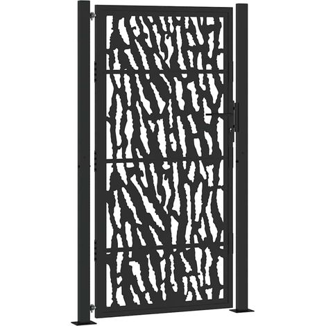 Portail de jardin,Portail de clôture,Portillon de jardin noir 105x180 cm acier conception de tracés CFW41685 (1/5)