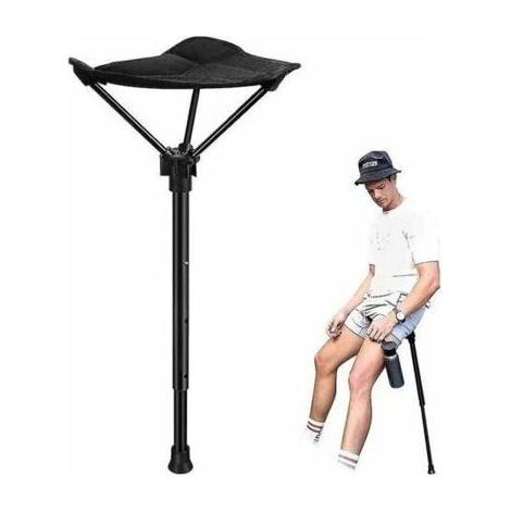 Tabouret pliant - PZCC - Noir - Ergonomique - Léger - Réglable en hauteur (1/5)