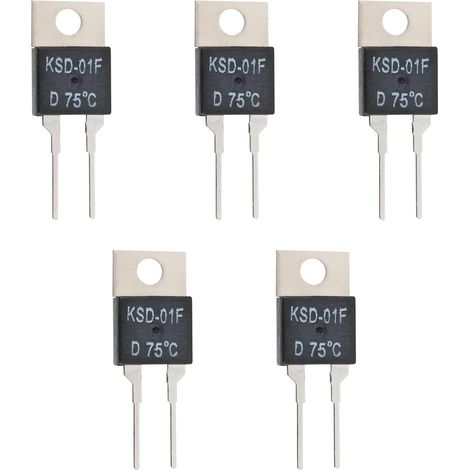 Pack KSD-01F 75C NC Thermal Switch Thermostat PCB Compatible with PCB Boards, Power Supply Modules, DC Power Supplies, Motors, LED Drivers, Battery Packs (1/5)