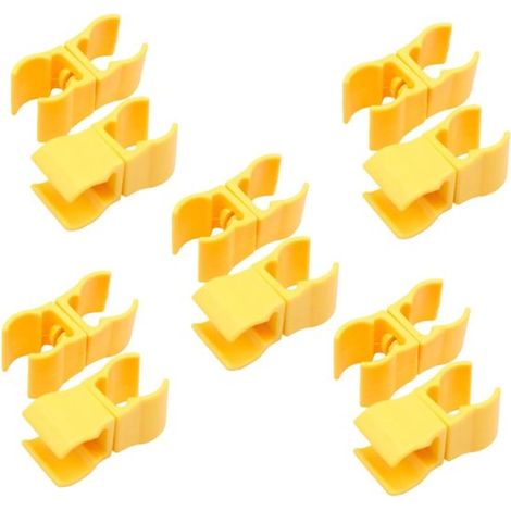 10 x Clips pour mât de drapeau, clips neufs, pinces pour poteaux d'entraînement d'agilité pour exercices de football, obstacles, jaune (1/5)
