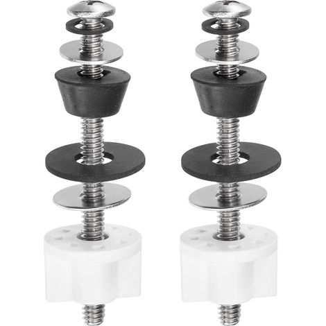 2 Ensemble Toilette Siège Charnière Boulons Trousse, Toilette Siège Vis Boulons Remplacement,avec Plastique Écrous et Caoutchouc et Inox Rondelles pour Fixation Le Haut Montage (1/5)