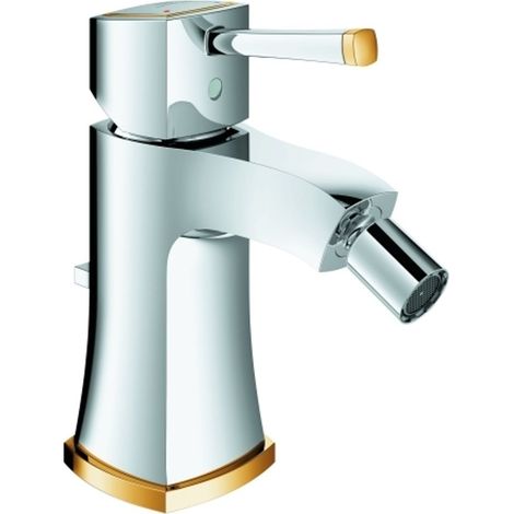 GROHE Miscelatore monocomando bidet Grandera 24372 con scarico a saltarello cromo/oro, 24372IG0