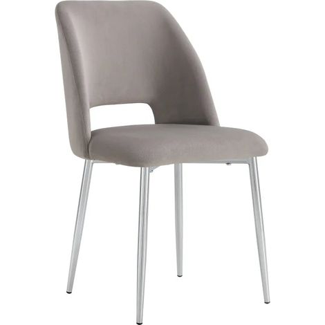 Lot de 4 chaises AVA Chrome en Velours Gris (1/5)