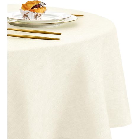 Nappe ronde 180cm aspect lin, lavable, résistant aux intempéries, polyester