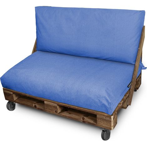Cojín para Palets Toldotex Azul Set: Asiento 120x80x20 (liso) + Respaldo 120x45x25 (liso) Azul