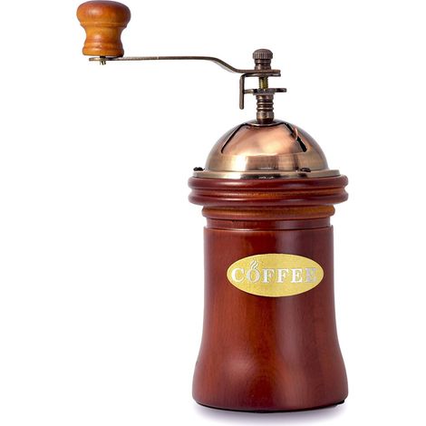 Moulin à café manuel en bois vintage à manivelle avec vitesse réglable (1/5)