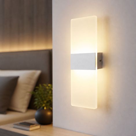 Applique murale LED 6W design minimaliste en aluminium et acrylique, lumière tricolore douce, idéale pour chambre et couloir, 27x10cm (1/4)