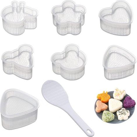 8 teiliges Sushi Set Reisbällchenform Mini Reisbällchenform Sushi Form für Kinder Inklusive Reislöffel DIY Reisbällchenform Küchenhelfer für Snac (1/5)