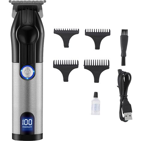 Tondeuse À Cheveux - Lame En Acier Inoxydable En Forme De T - Sans Fil USB - Écran LED - 4 Sabots 1 2 3 4 Mm - 120 Min Autonomie (1/5)