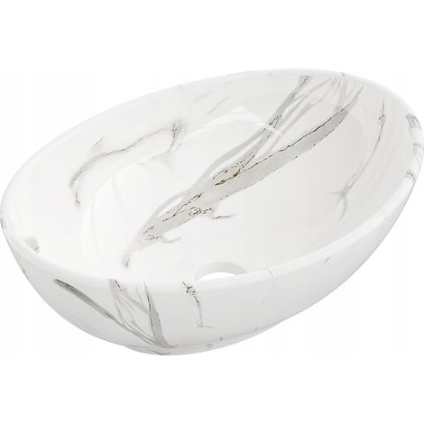 Lavabo cerámico sobre encimera, 40x33x14 cm, Blanco