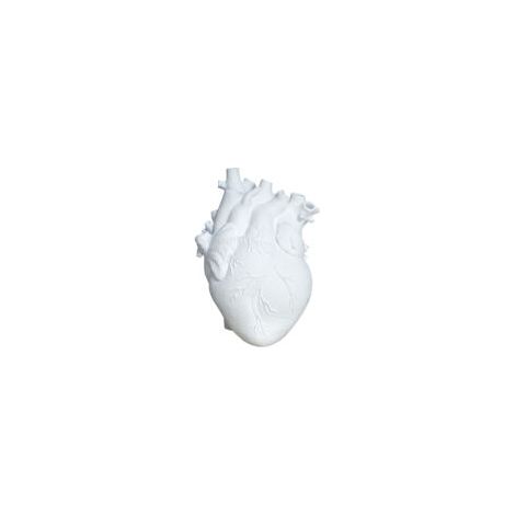 Vase décoratif en résine en forme de cœur – Blanc – Petit modèle sans fond (1/5)