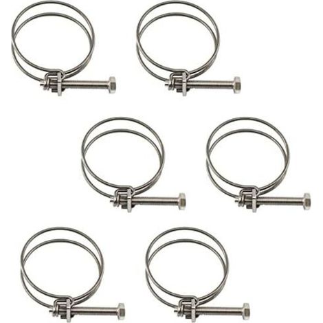Lot de 6 colliers de serrage en acier inoxydable 304 à double fil 55-60 mm (1/4)